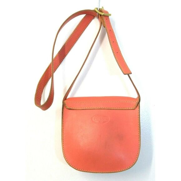 Fossil SALMON PINK GENUINE LEATHER FLAP TURN LOCK CROSSBODY PURSE SHOULDER BAG - Picture 3 of 12